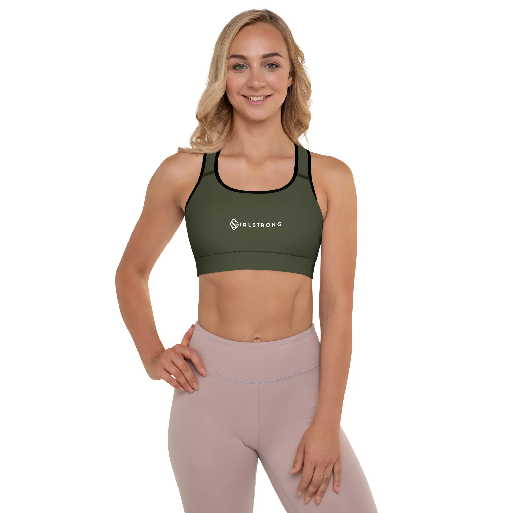 ELEVATED ESSENTIALS, GS LOGO THE PERFECT PADDED SPORTS BRA OLIVE