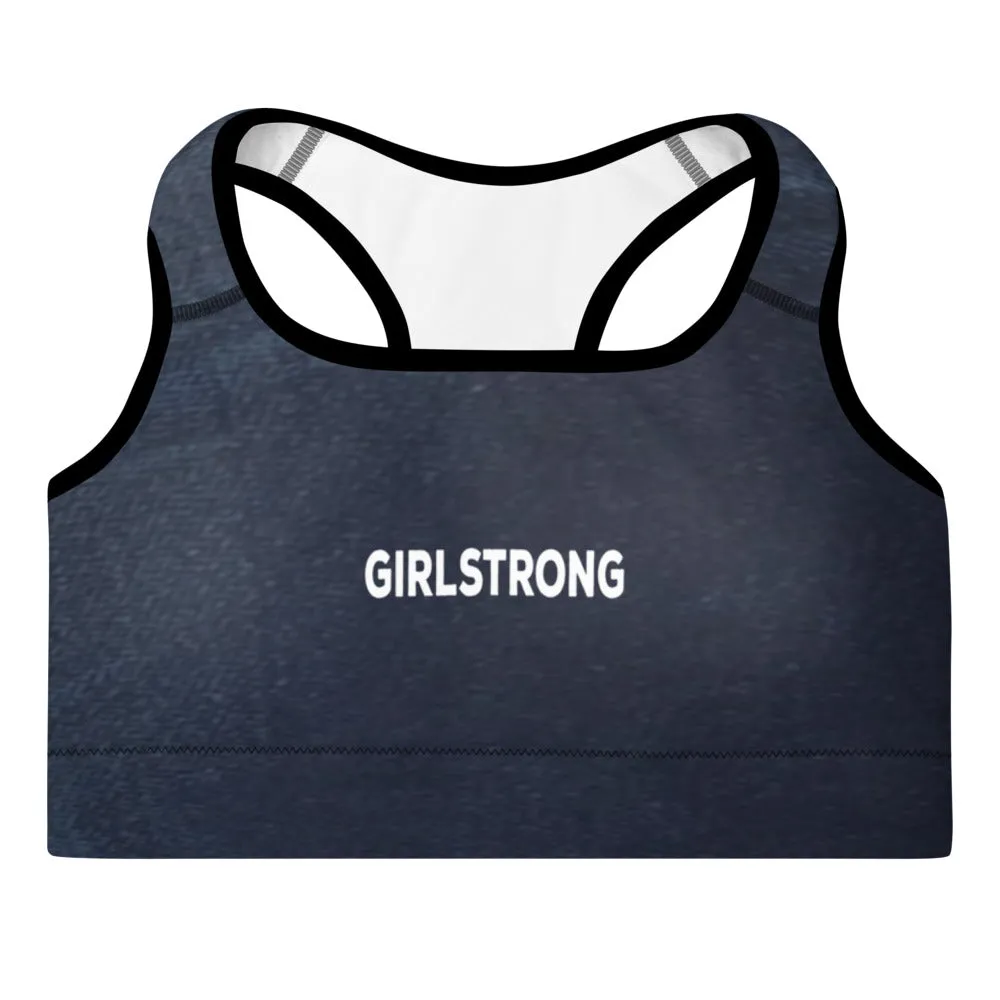 ELEVATED ESSENTIALS, THE PERFECT PADDED SPORTS BRA DENIM BLUE