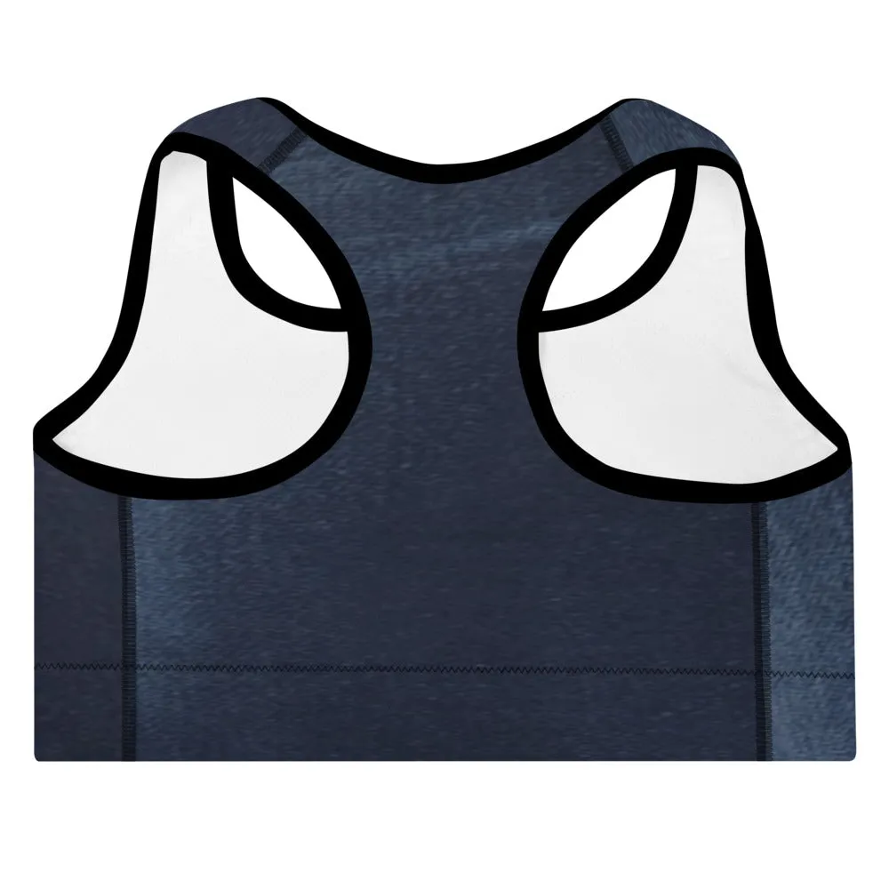 ELEVATED ESSENTIALS, THE PERFECT PADDED SPORTS BRA DENIM BLUE