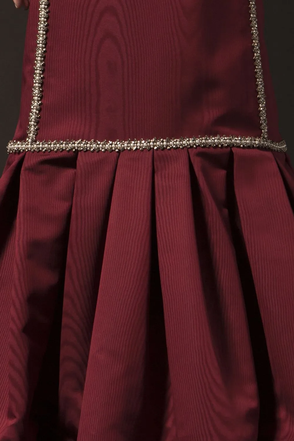 Embroidered Burgundy Couture Dress