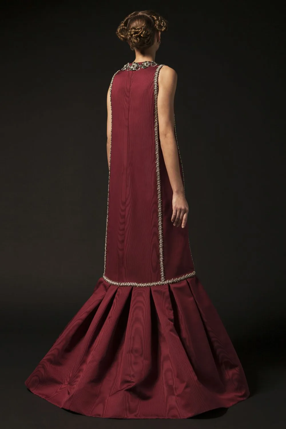 Embroidered Burgundy Couture Dress