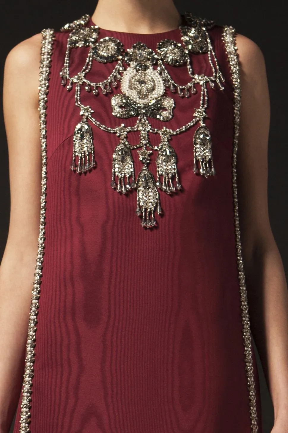 Embroidered Burgundy Couture Dress
