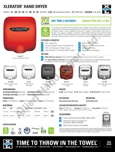 Excel Dryer XLERATOR® XL-SP (BONE) Hand Dryer - Special Color BONE on Zinc Alloy High Speed Automatic Surface-Mounted