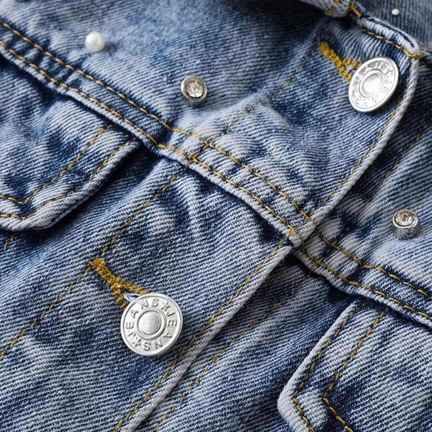 FantasyGears Women's Jeans Jacket Rhinestone Pearl Denim Jacket Embroidered Oversized Plus Size Jacket Streetwear