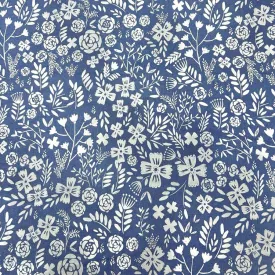 Flower Meadow Chambray Denim Fabric
