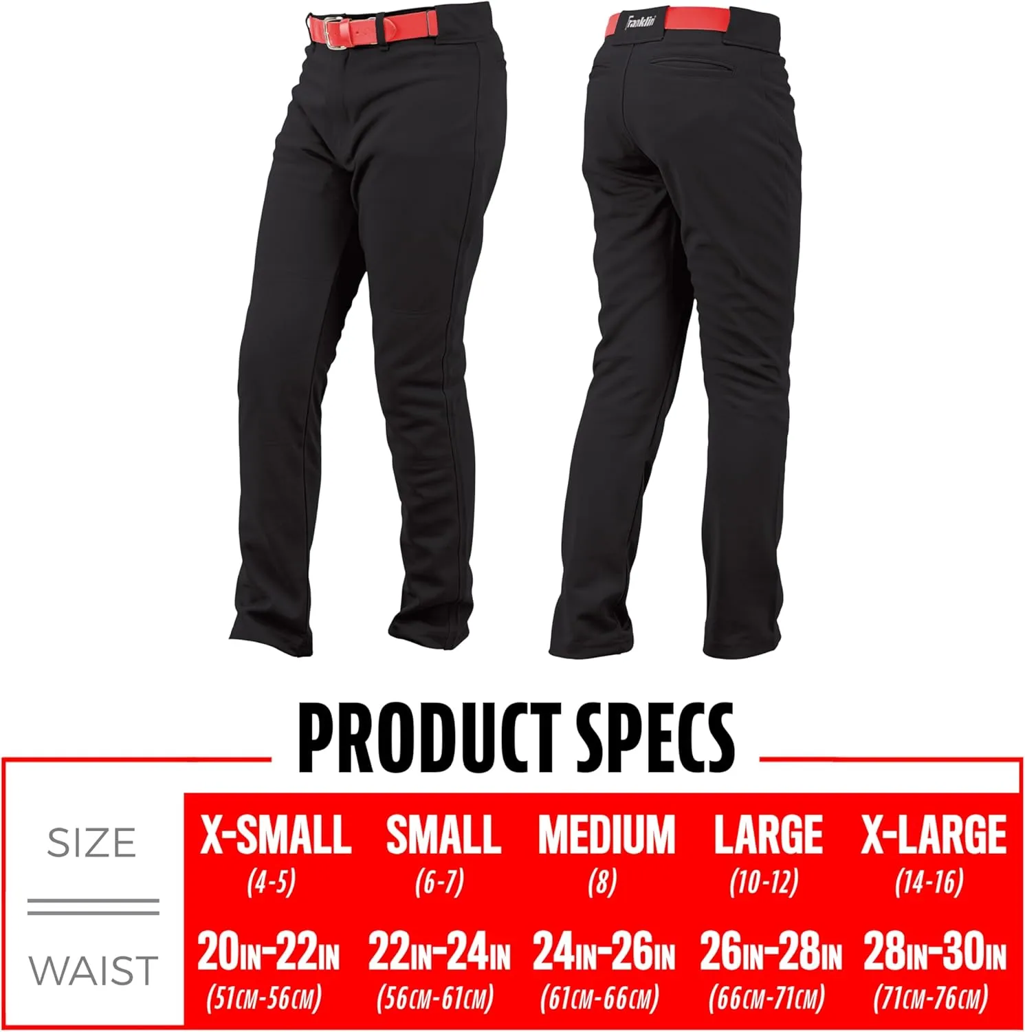 Franklin Sports Youth Baseball   Softball Pants - Knee High   Relaxed Fit Kids Baseball Pants - White, Black   Grey Pants