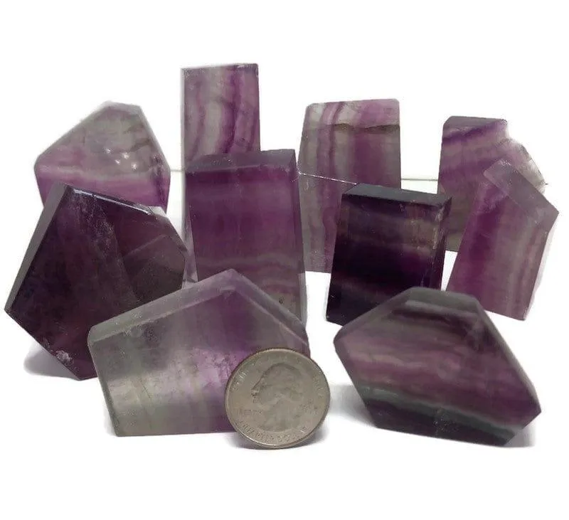 Free Form Rainbow Fluorite Sliced 5-8 cm Polished