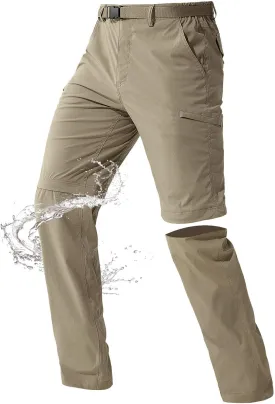 FREE SOLDIER Men's Outdoor Convertible Hiking Pants with Belt Lightweight Quick Dry Tactical Cargo Pants Nylon Spandex