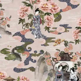 Geisha Floral Wallpaper Sample Blush