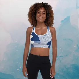 Giant Blue Camo Print Womens Padded Sports Bra