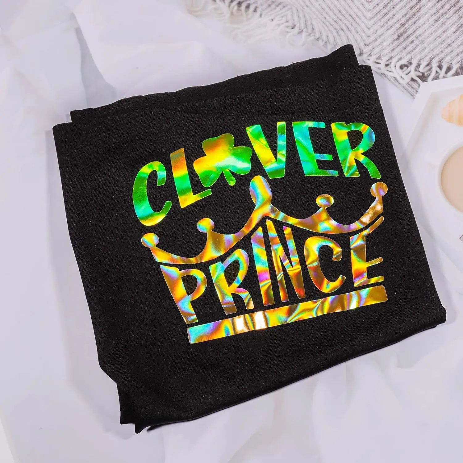 GIRAFVINYL Green HolographicHTV Heat Transfer Vinyl 12 X 10FT Green Iron on Vinyl for Clothes, Easy to Weed Green HTV Vinyl for Fabric (Holographic Green)