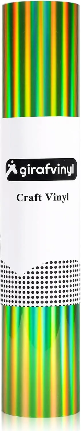 GIRAFVINYL Green HolographicHTV Heat Transfer Vinyl 12 X 10FT Green Iron on Vinyl for Clothes, Easy to Weed Green HTV Vinyl for Fabric (Holographic Green)