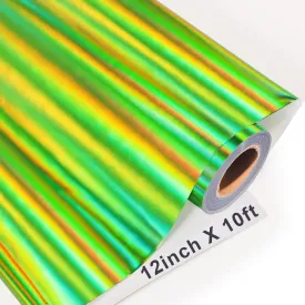 GIRAFVINYL Green HolographicHTV Heat Transfer Vinyl 12 X 10FT Green Iron on Vinyl for Clothes, Easy to Weed Green HTV Vinyl for Fabric (Holographic Green)