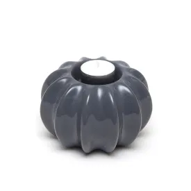 Gisela Graham Grey Ribbed Ceramic T-Light Holder