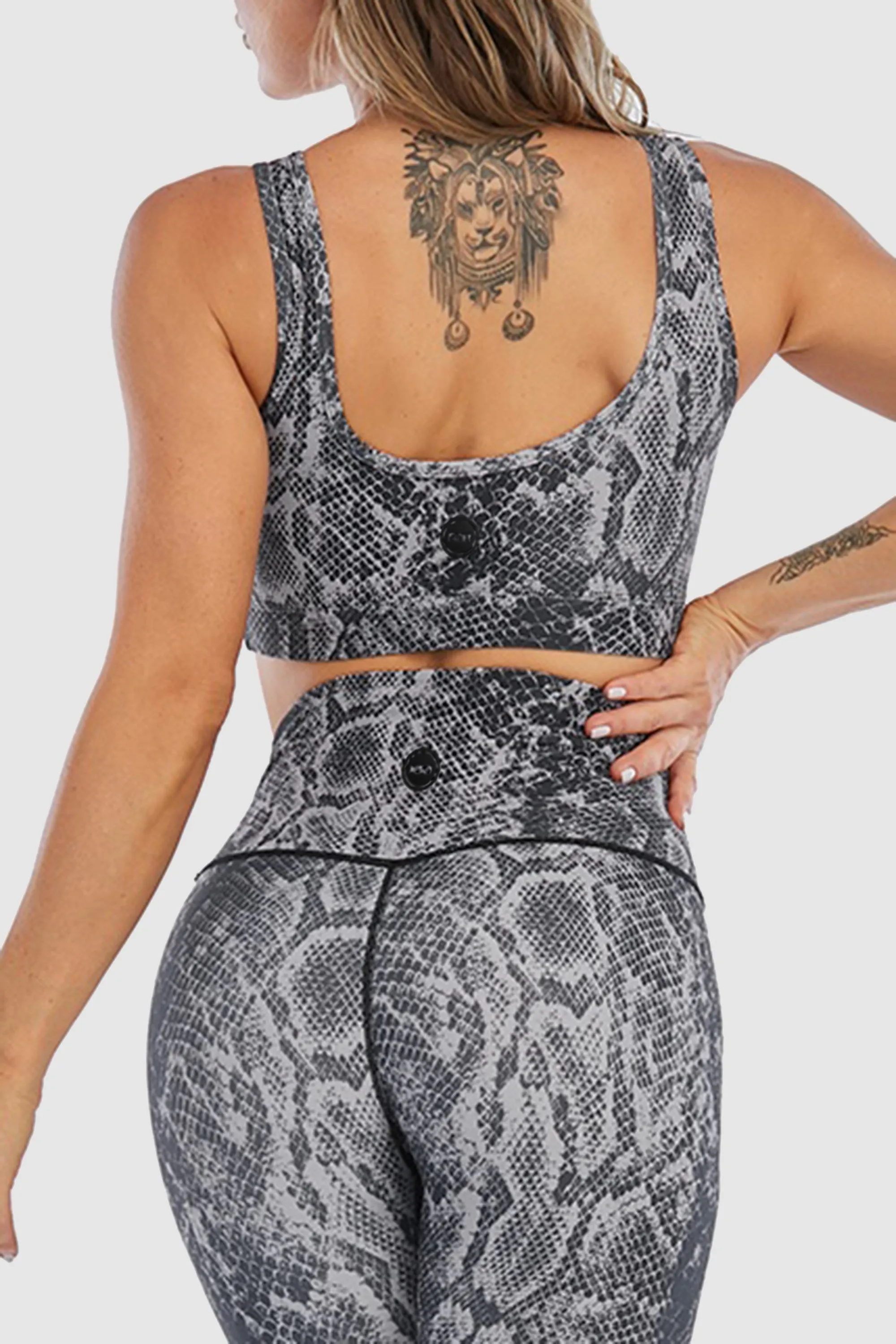 Gray Snake Printed Sport Bra