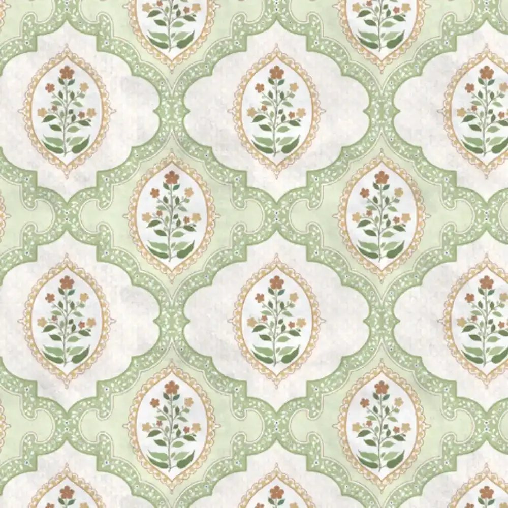 Gulshan Indian Design Wallpaper Roll in Green Color