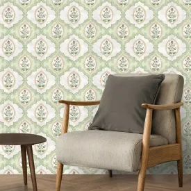 Gulshan Indian Design Wallpaper Roll in Green Color
