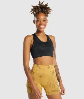 Gymshark Adapt Camo Seamless Racer Back Sports Bra - Savanna | Black