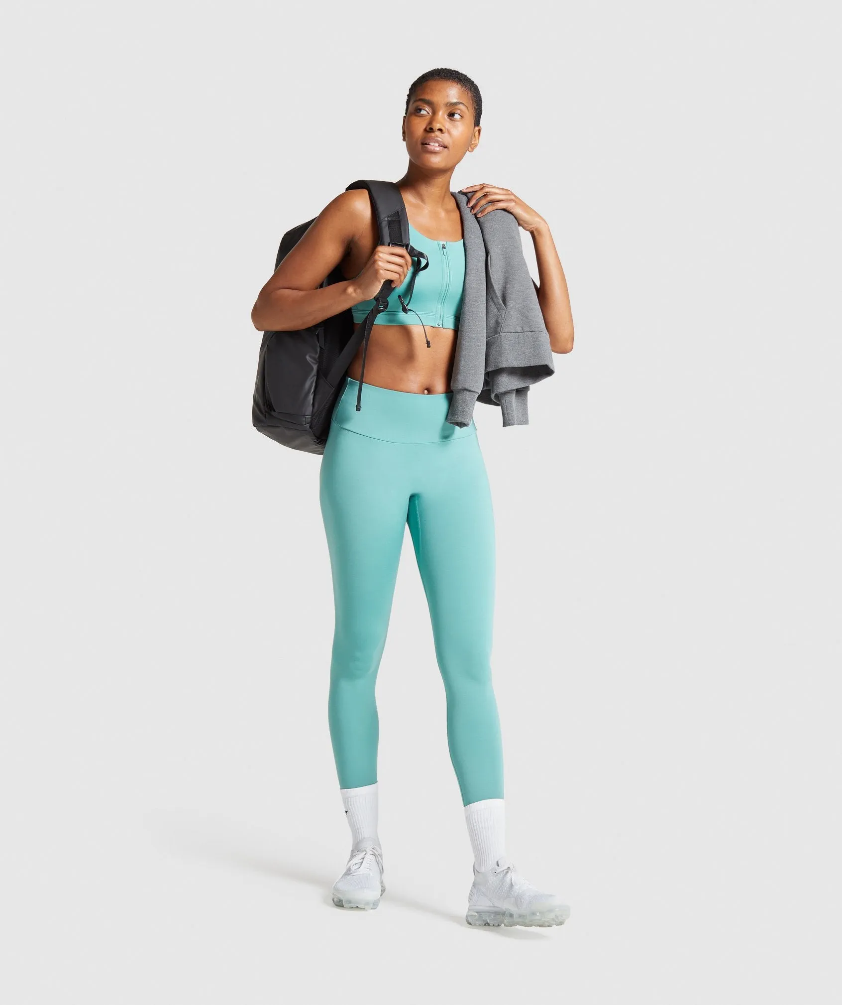 Gymshark Zip Up Training Sports Bra - Light Green