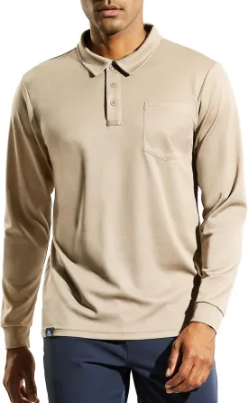 Haimont Men's Polo Shirts Golf Long Sleeve Lightweight Polyester Collared Tshirt Moisture Wicking Regular Fit