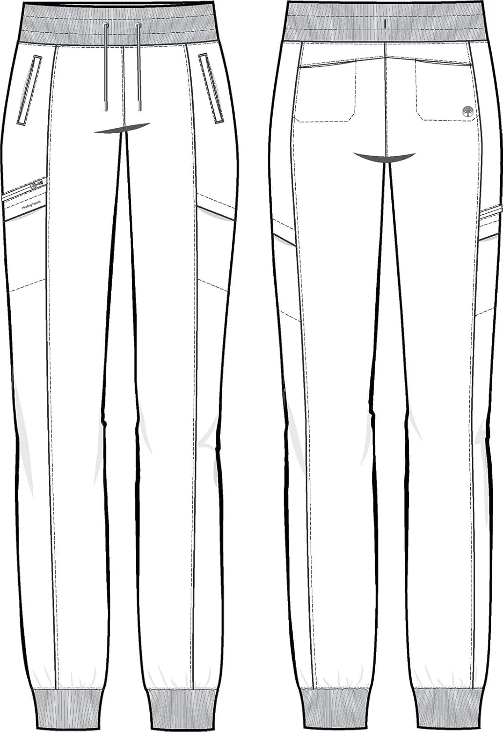 Healing Hands Women's Jogger Scrub Pant 7 Pockets Elastic Drawstring, with Moisture Wicking & 2-Way Stretch Technology - 9244