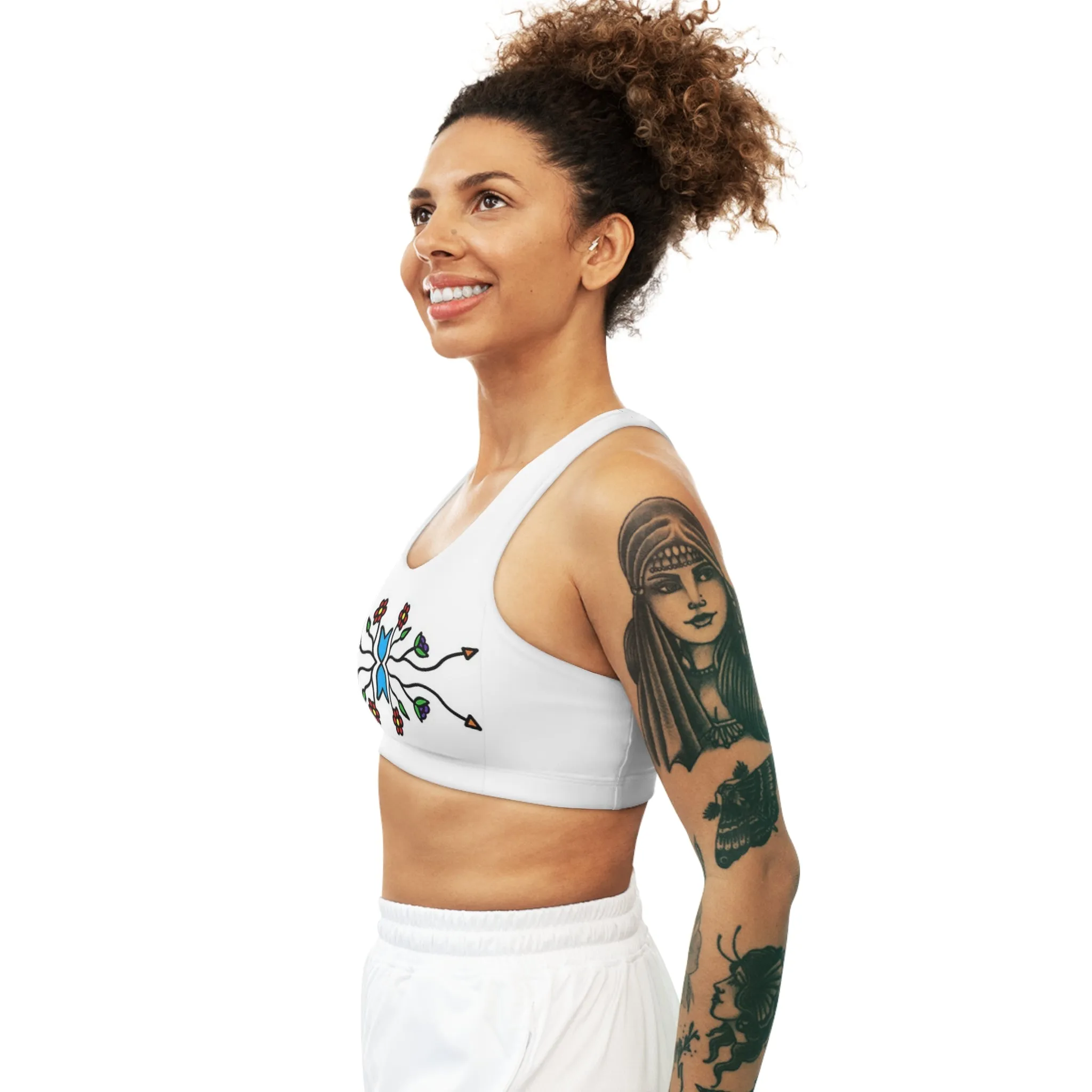 Indigenous floral print Sports Bra (AOP)