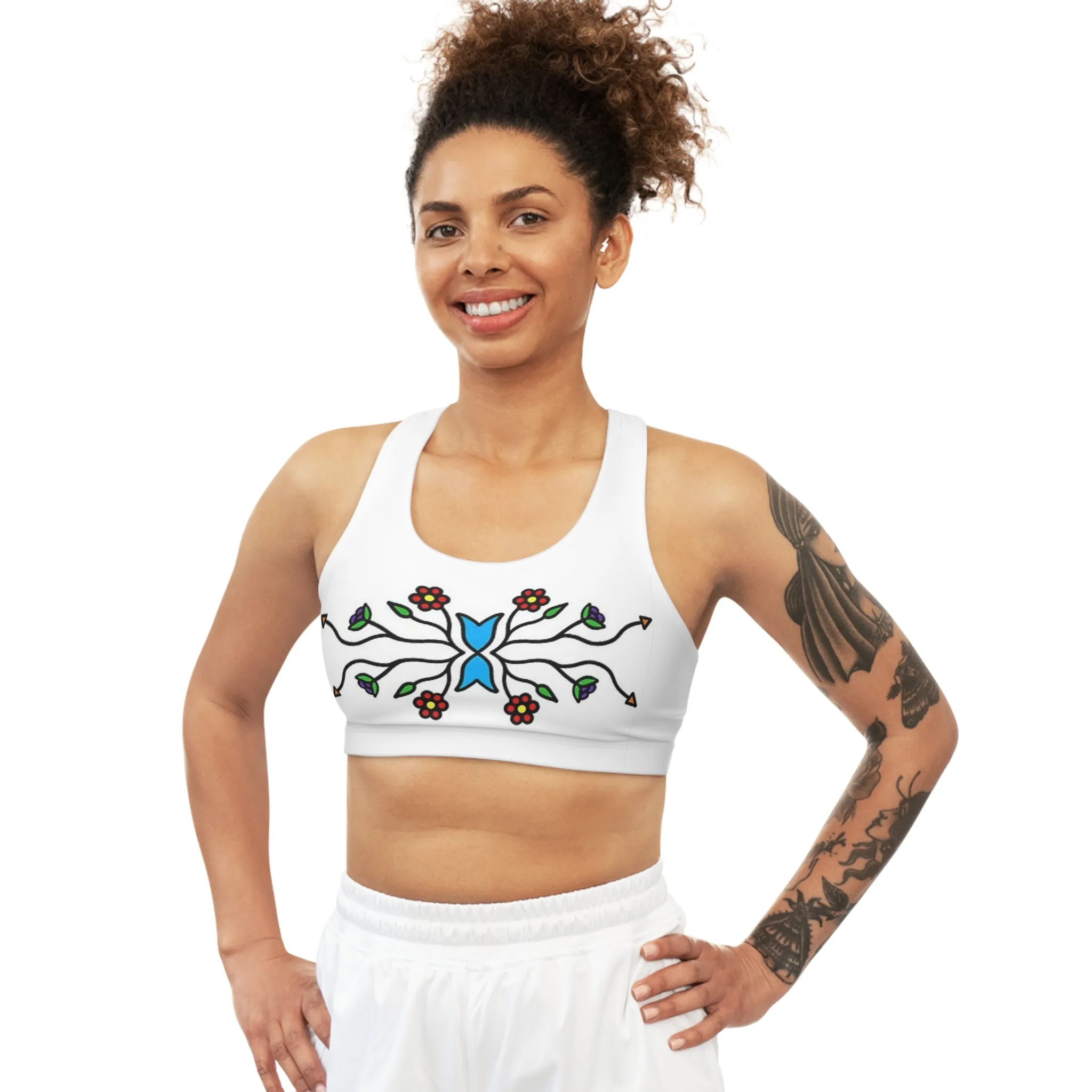 Indigenous floral print Sports Bra (AOP)