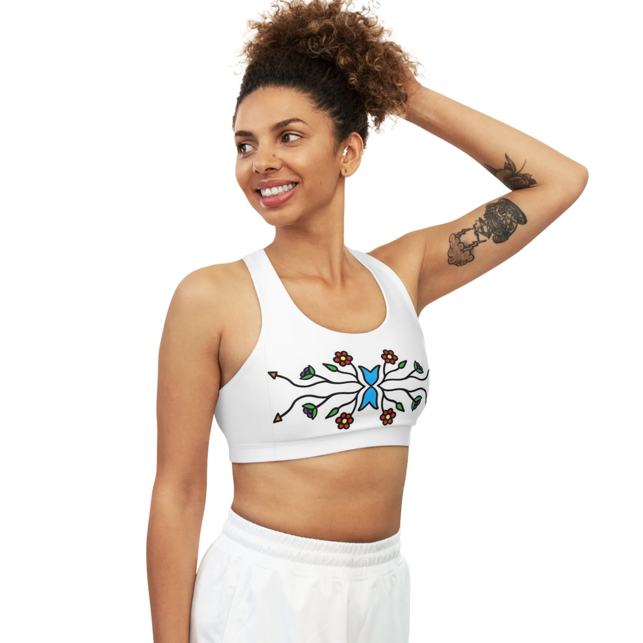 Indigenous floral print Sports Bra (AOP)