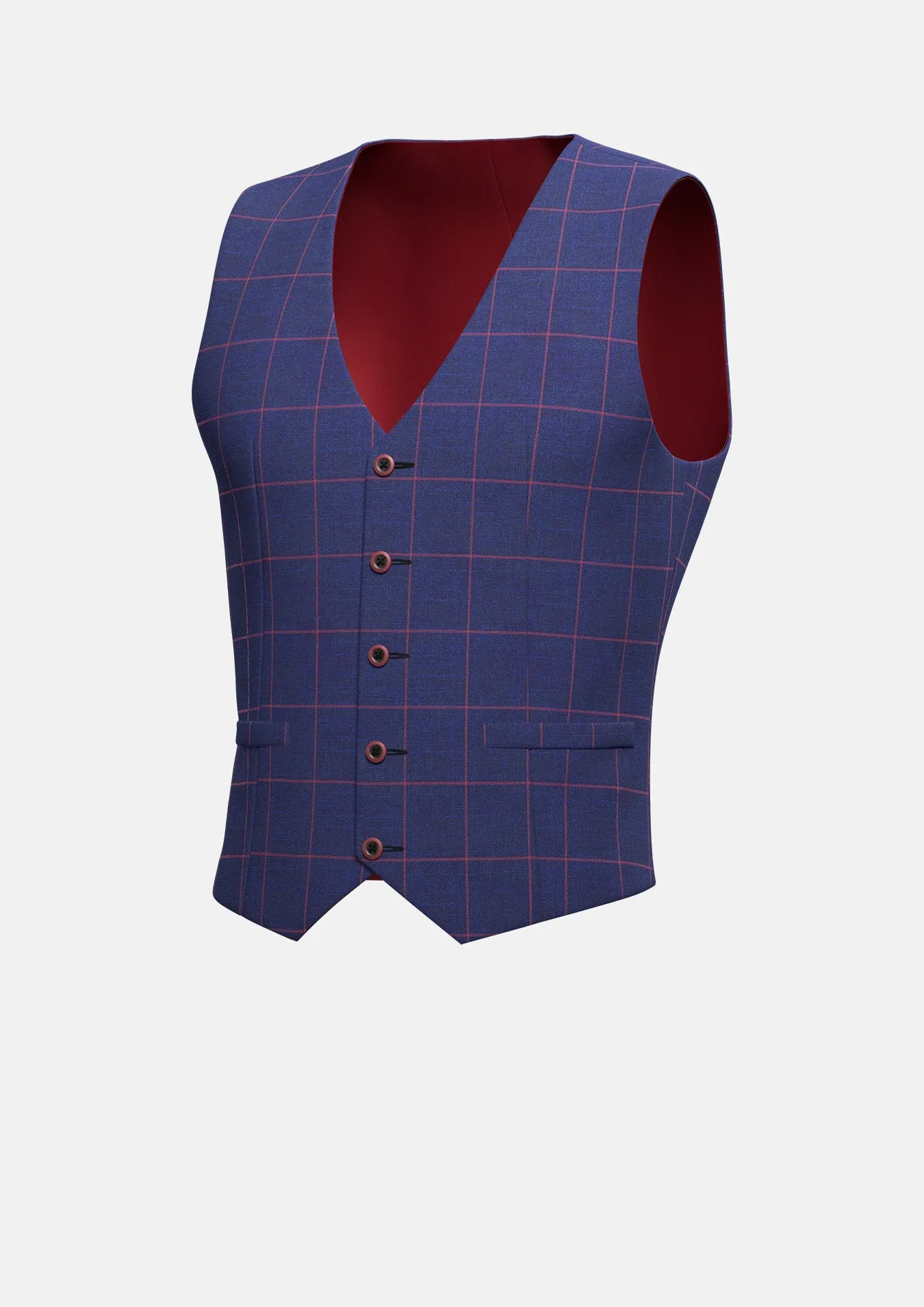Indigo Blue Windowpane Vest