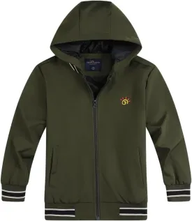 Jingle Bongala Kids Waterproof Hooded Rain Jacket Boys Girls Lightweight Baseball Jacket