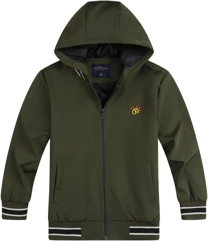 Jingle Bongala Kids Waterproof Hooded Rain Jacket Boys Girls Lightweight Baseball Jacket