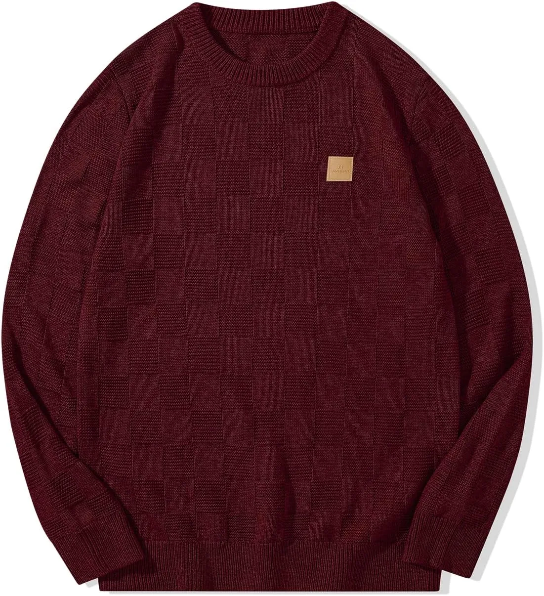 JMIERR Men's Crewneck Sweater Casual Fall Checkered Long Sleeve Knit Pullover Sweaters