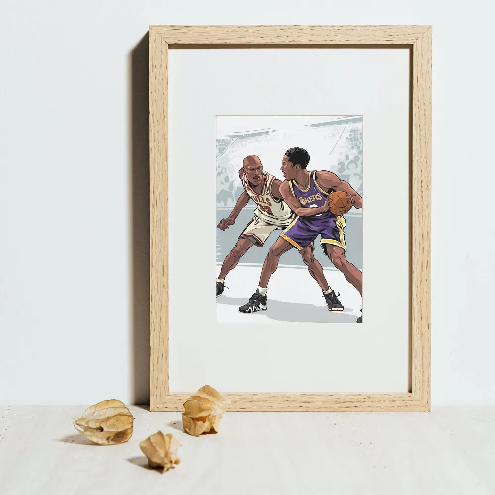 Jordan And Kobe In Action PRINTABLE ART, Michael Jordan & Kobe Bryant Posters, Sports Prints, Basketball Gifts For Men, Basketball Poster