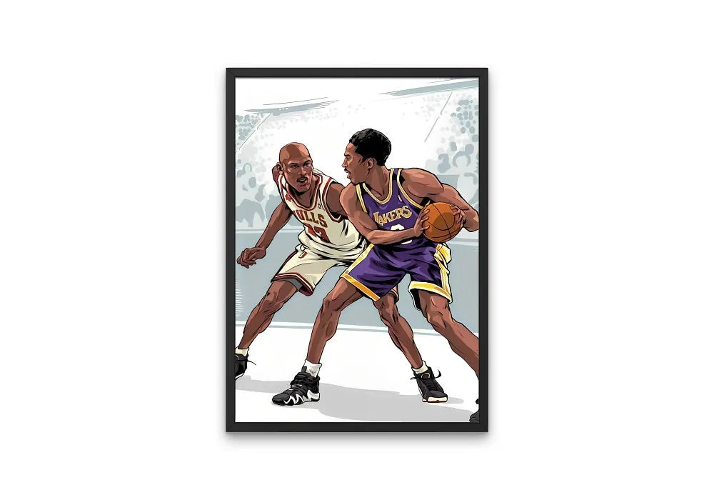 Jordan And Kobe In Action PRINTABLE ART, Michael Jordan & Kobe Bryant Posters, Sports Prints, Basketball Gifts For Men, Basketball Poster