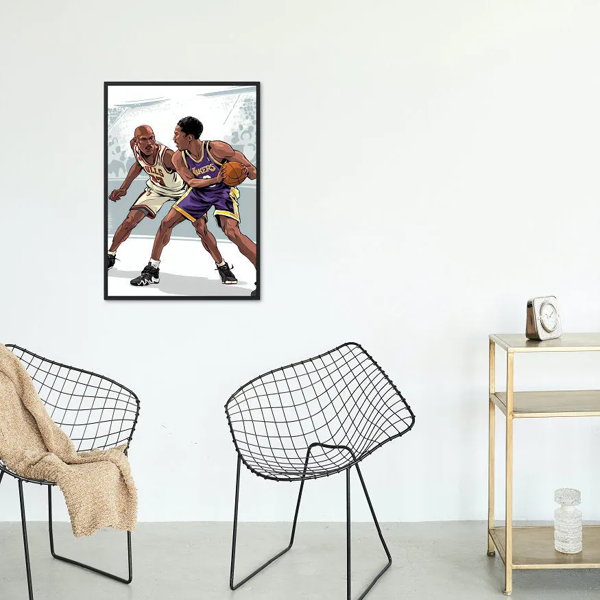 Jordan And Kobe In Action PRINTABLE ART, Michael Jordan & Kobe Bryant Posters, Sports Prints, Basketball Gifts For Men, Basketball Poster