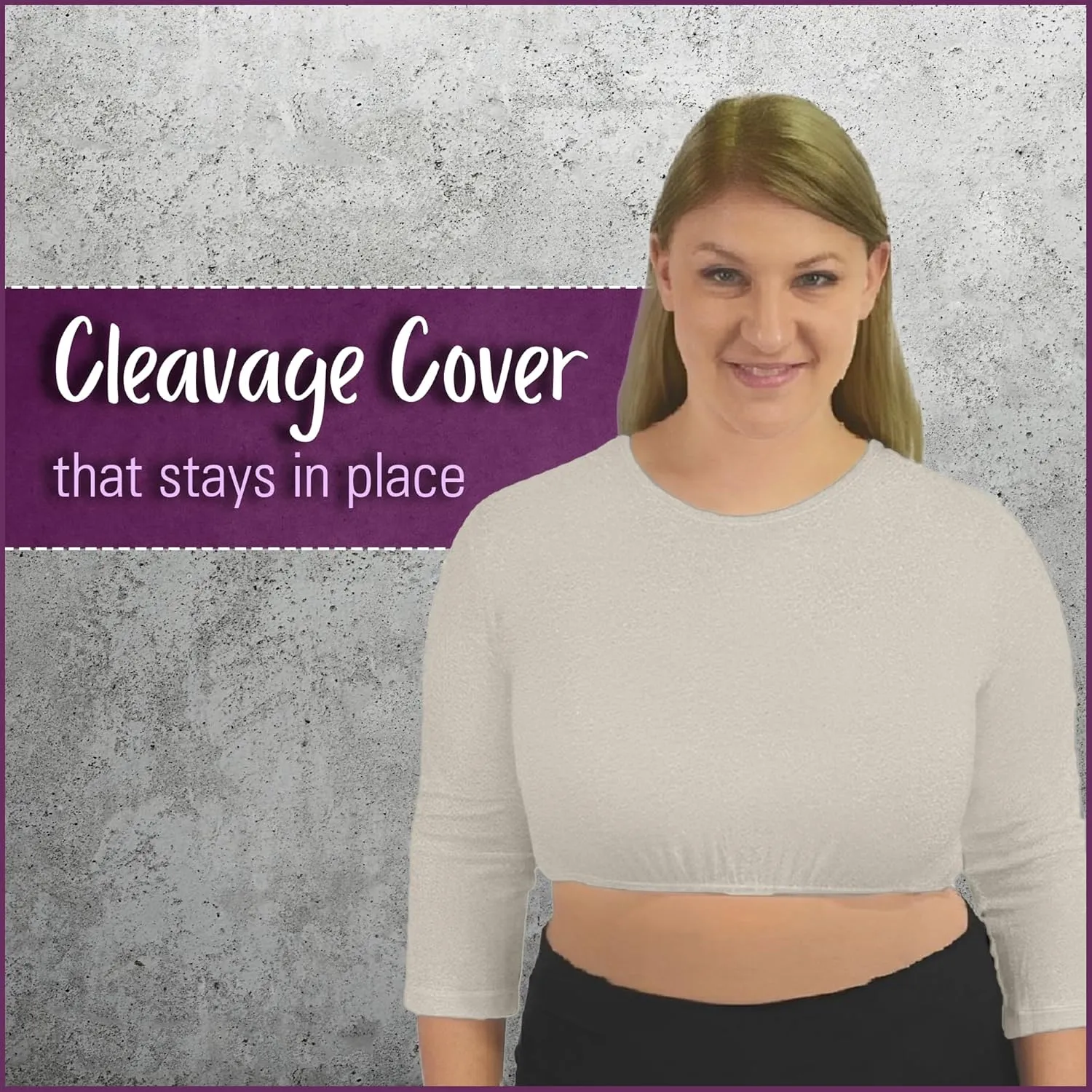 Kosher Casual Women's Modest High Neck Cropped Layering Shell - Viscose Spandex 3-4 Sleeve Base Pullover Top