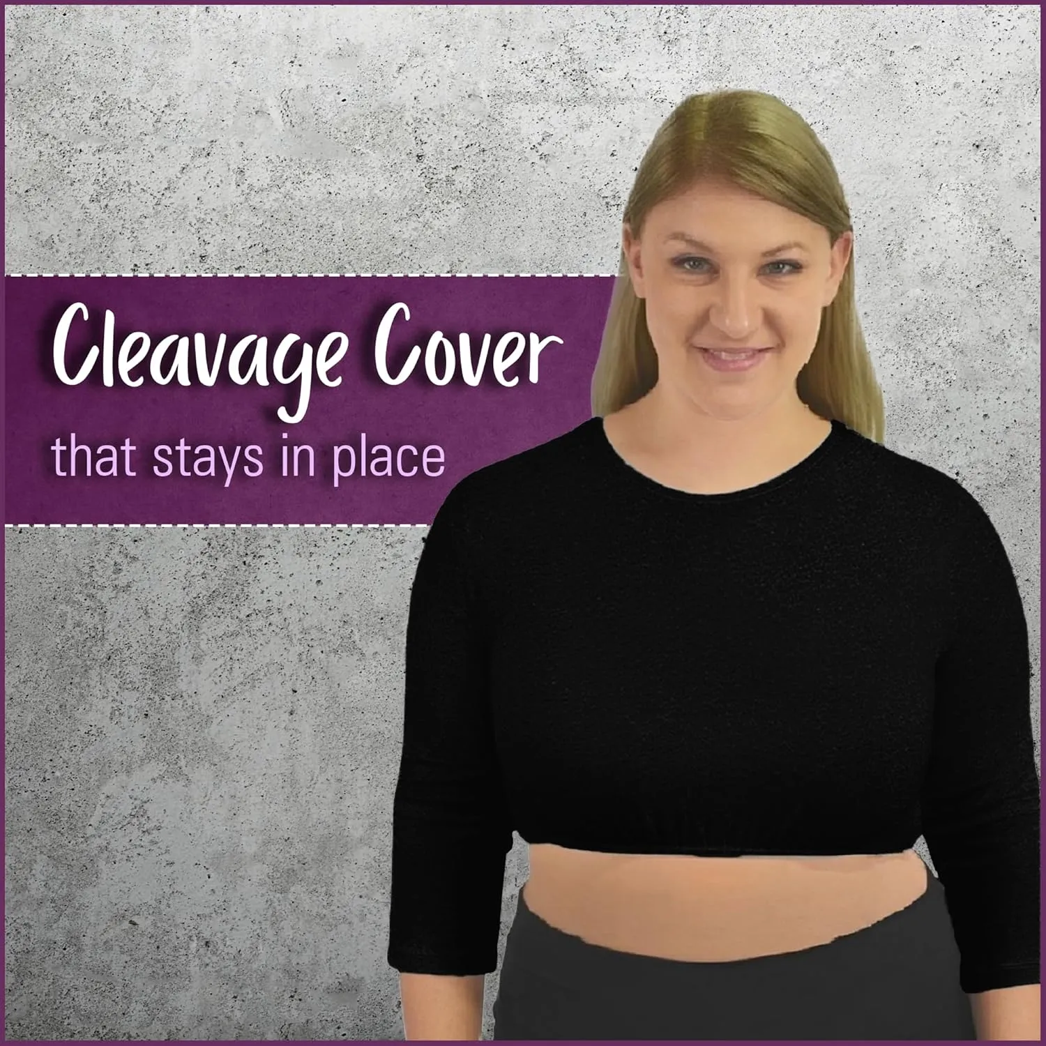 Kosher Casual Women's Modest High Neck Cropped Layering Shell - Viscose Spandex 3-4 Sleeve Base Pullover Top