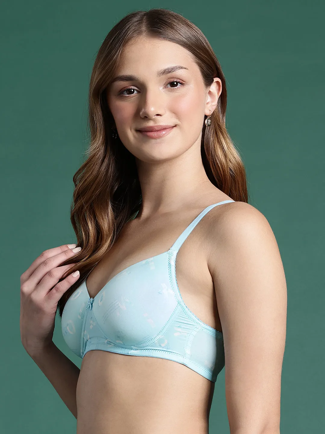 Leading Lady Women's Printed Lightly Padded Non Wired T-Shirt Bra | Full Coverage Everyday Bra [ BRA-4087-1 ]