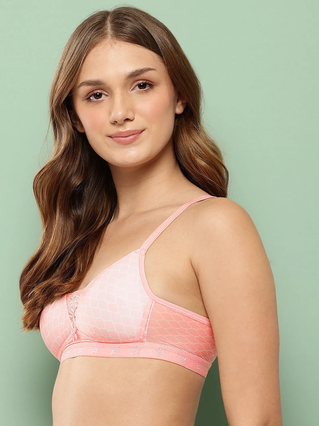 Leading Lady Women's Printed Lightly Padded Non Wired T-Shirt Bra | Full Coverage Everyday Bra [ BRA-4091-1 ]
