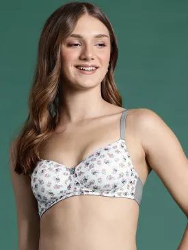 Leading Lady Women's Printed Lightly Padded Non Wired T-Shirt Bra | Full Coverage Everyday Bra [ BRA-4095-1 ]