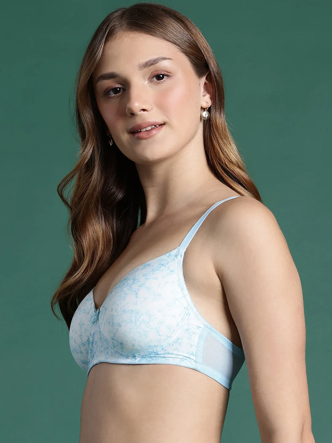 Leading Lady Women's Printed Lightly Padded Non Wired T-Shirt Bra | Full Coverage Everyday Bra [ BRA-4101-1 ]