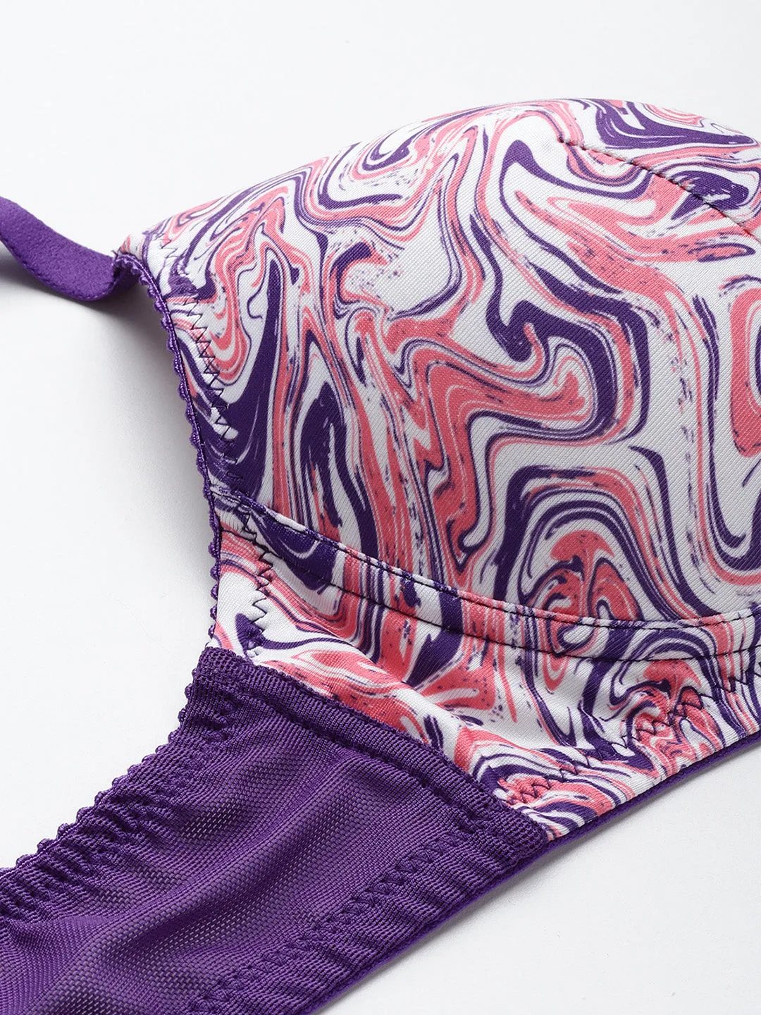 Leading Lady Women's Printed Lightly Padded Non Wired T-Shirt Bra | Full Coverage Everyday Bra [ BRA-4103-1 ]