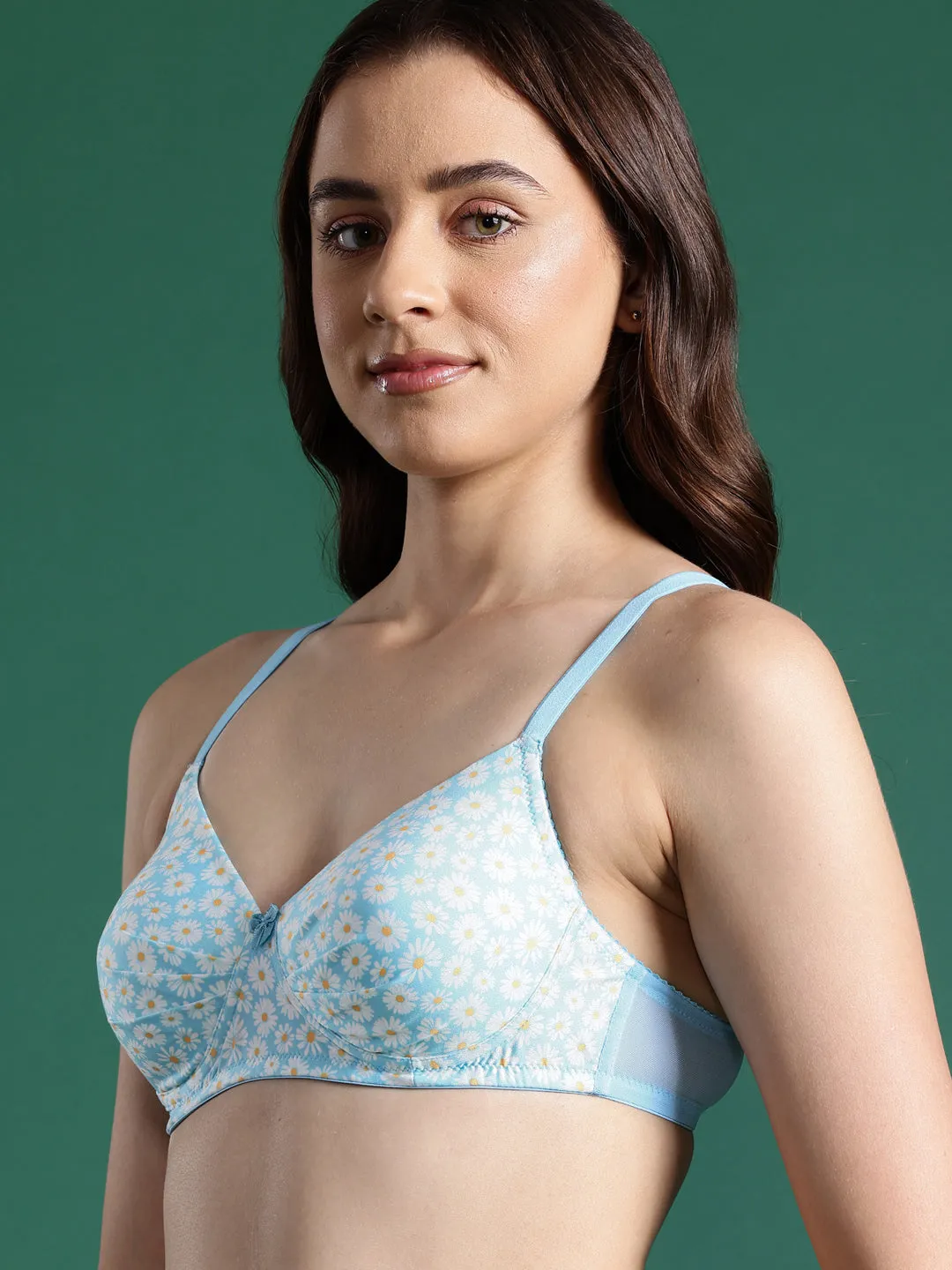 Leading Lady Women's Printed Lightly Padded Women T-Shirt Bra Sky Blue BRA-4066-1