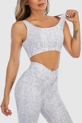 Light Gray Snake Printed Sport Bra