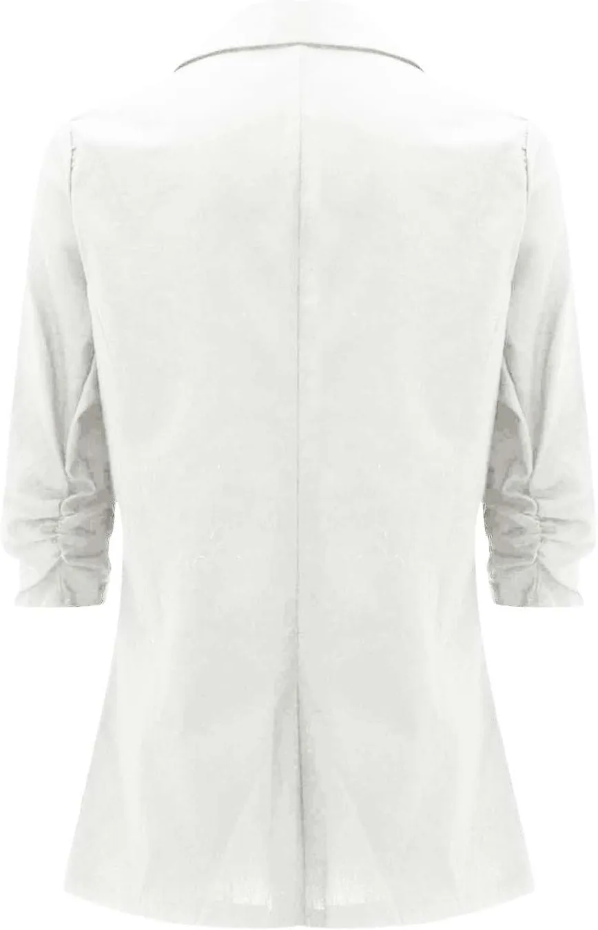 Linen Blazer Women Summer Lightweight 3/4 Sleeve Jacket Dressy Open Front Cardigan Business Casual Work Outfits
