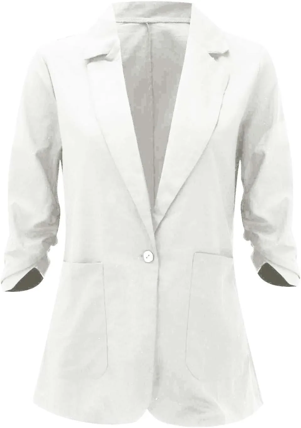 Linen Blazer Women Summer Lightweight 3/4 Sleeve Jacket Dressy Open Front Cardigan Business Casual Work Outfits