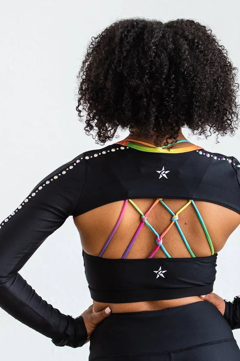 Long Sleeve Shrug in Rainbow Crystal