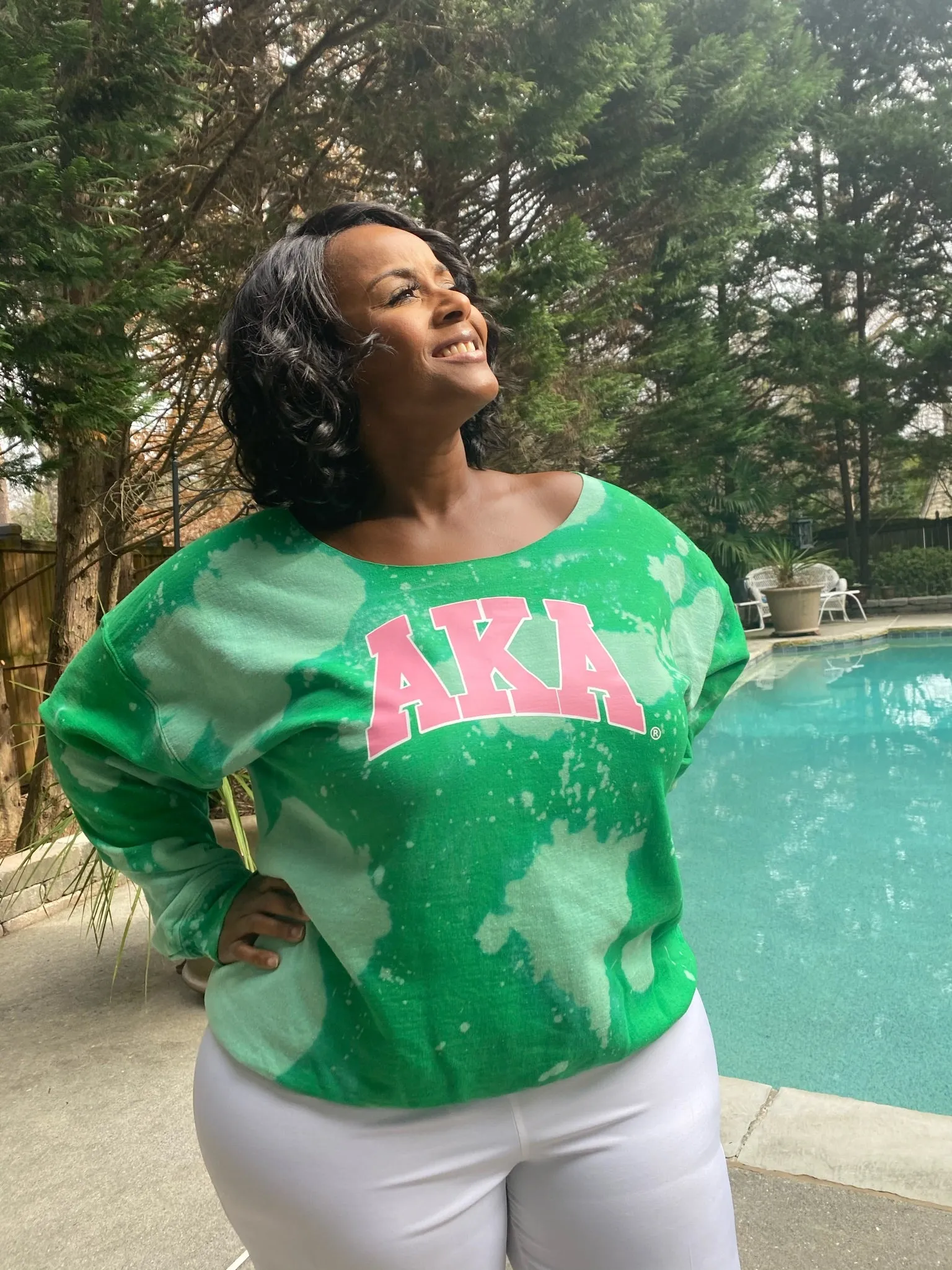 Lounge Me In Ivy "AKA" Off-Shoulder Sweatshirt