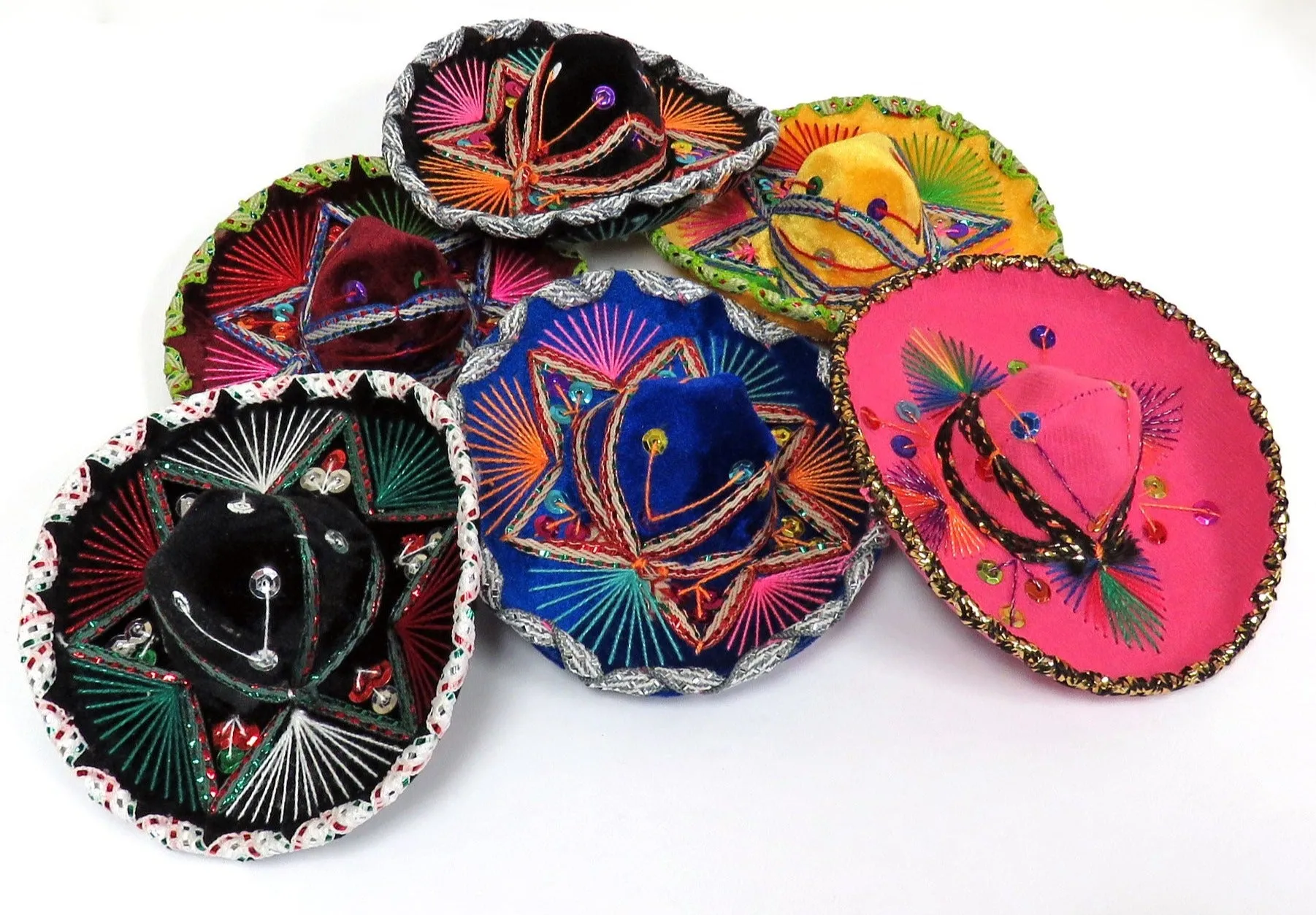 <font color=red> 24 </font> Colorful 5"-6" Mini Mexican Sombreros ! Wholesale $3.25 ea.!