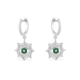 Lucky Eye Hoop Earrings - White Silver